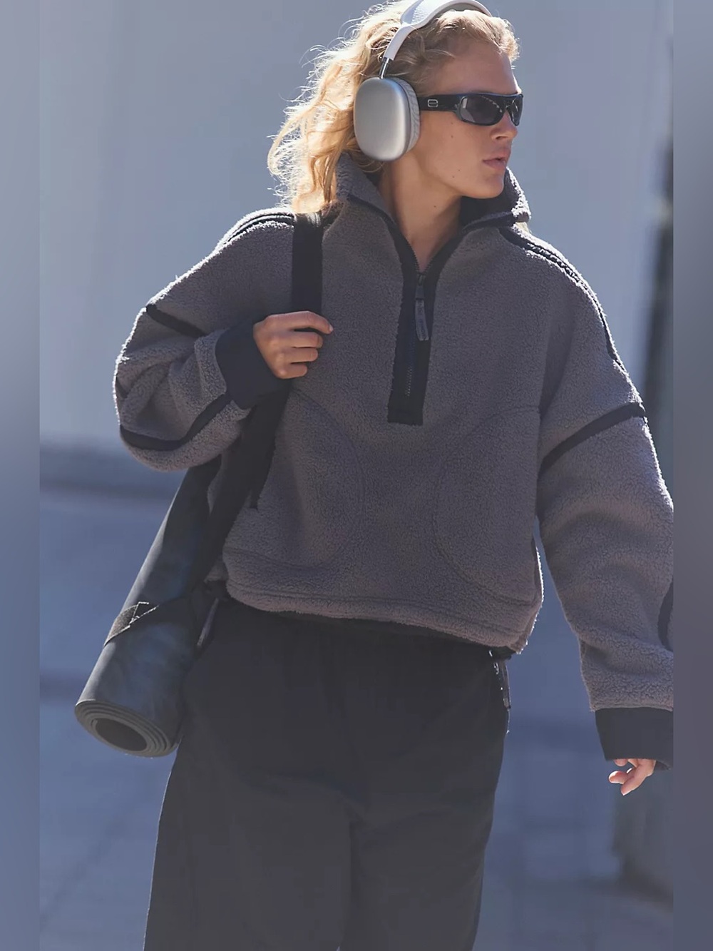 FP Movement Gunmetal Combo Mountain High Half-Zip Fleece Jacket Medium Sporty